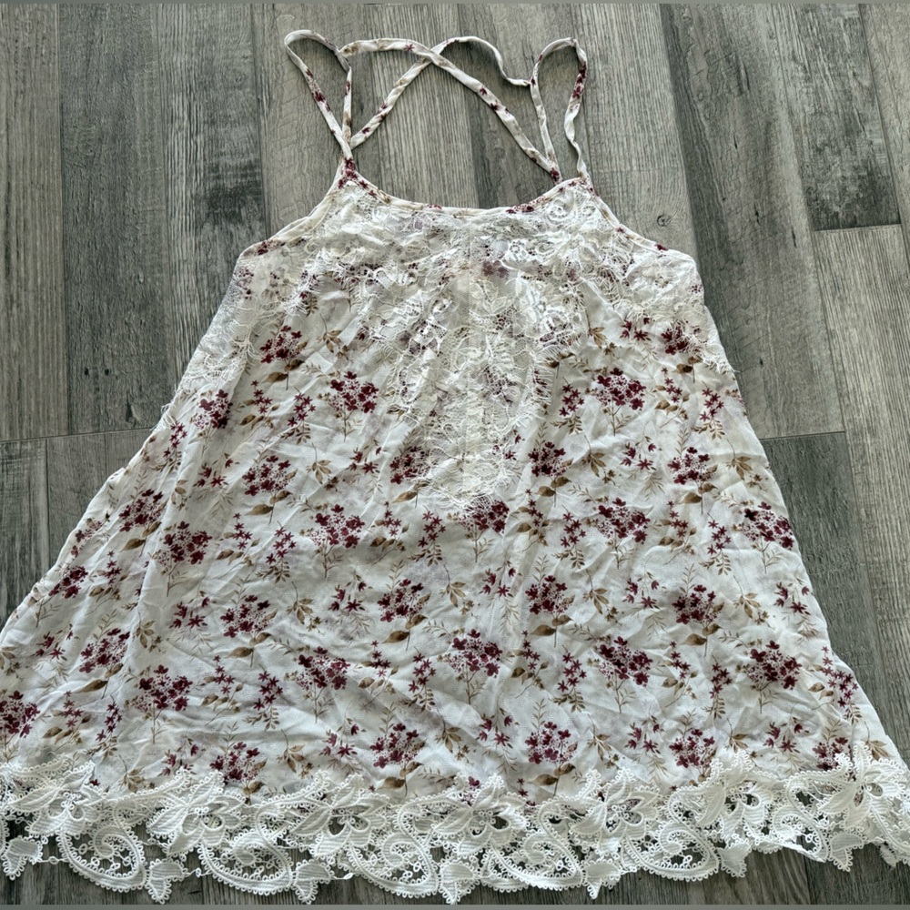 POL Floral Lace Trim Tank Top / Dress New Size Small